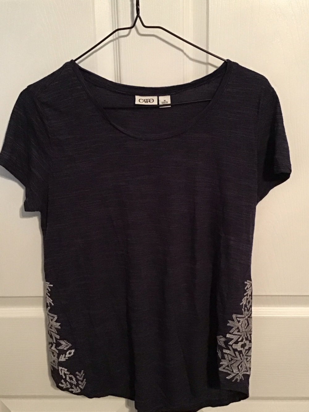 Cato Navy Short-Sleeve Tee with Side Embroidery